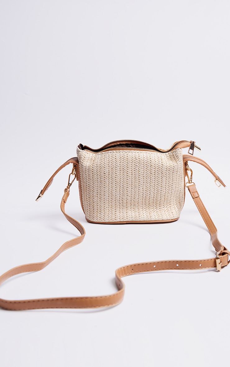 Natural Raffia Trim Mini Handbag image 3