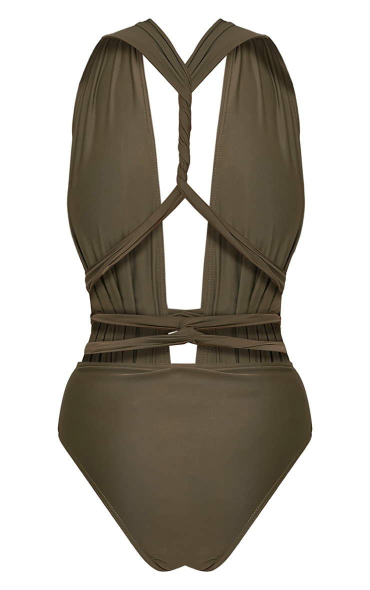 Amanda Khaki Multiway Swimsuit Swimwear PrettylittleThing