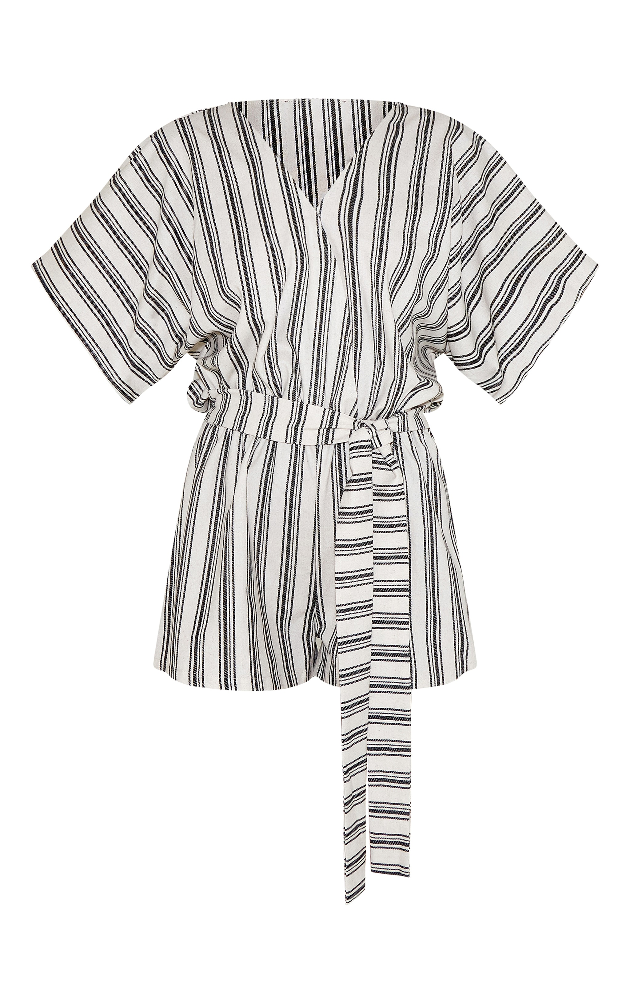 White Woven Stripe Bag Wing Tie Romper image 5