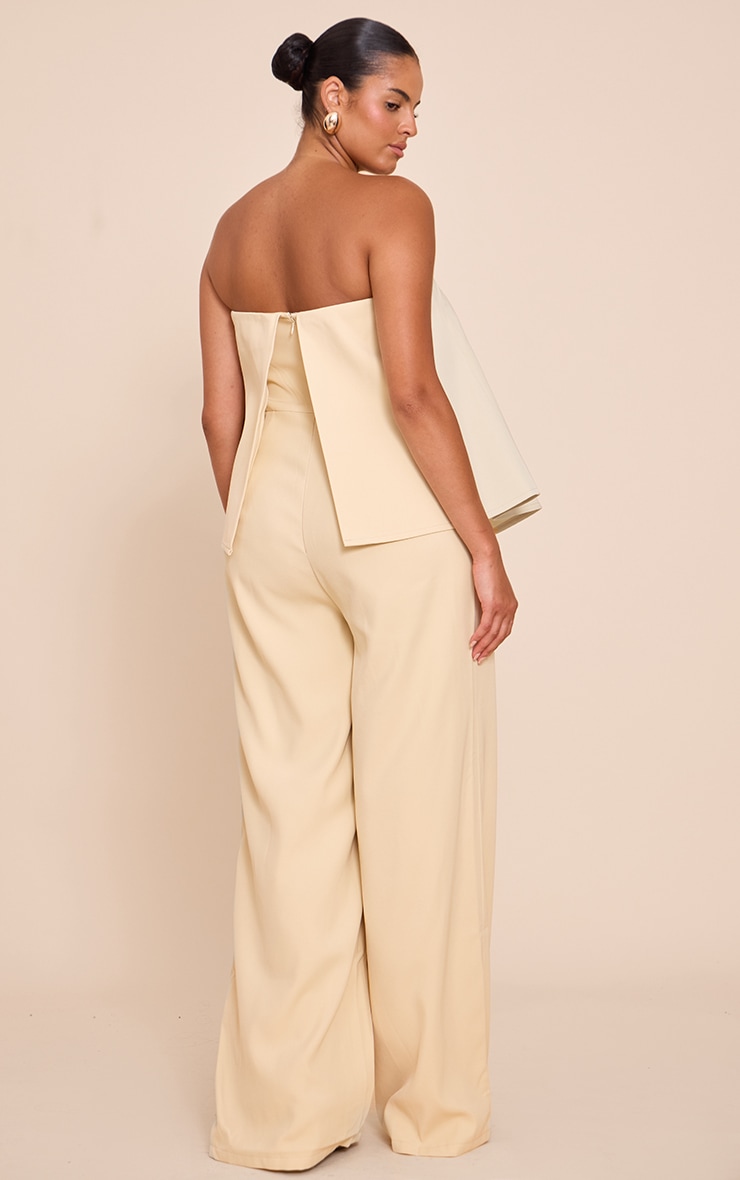Plus Butter Cream Structured Woven Peplum Straight Leg Jumpsuit image 2