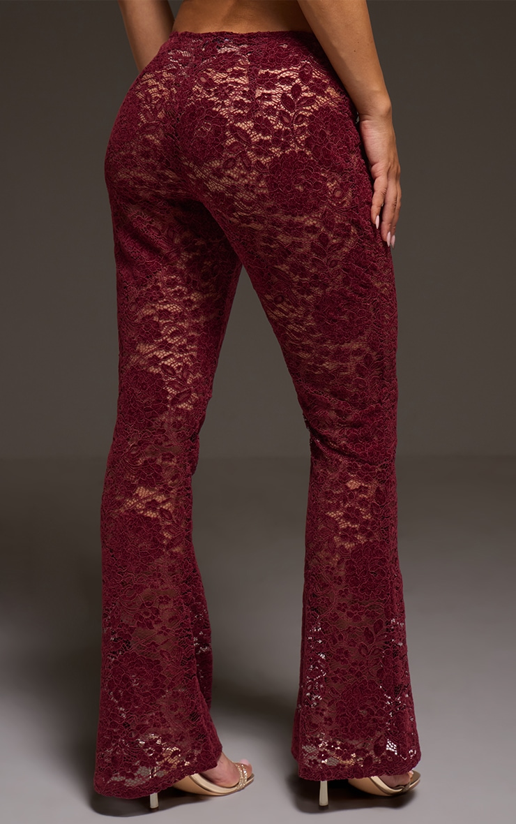 Dark Wine Lace Mid Rise Skinny Flares image 3