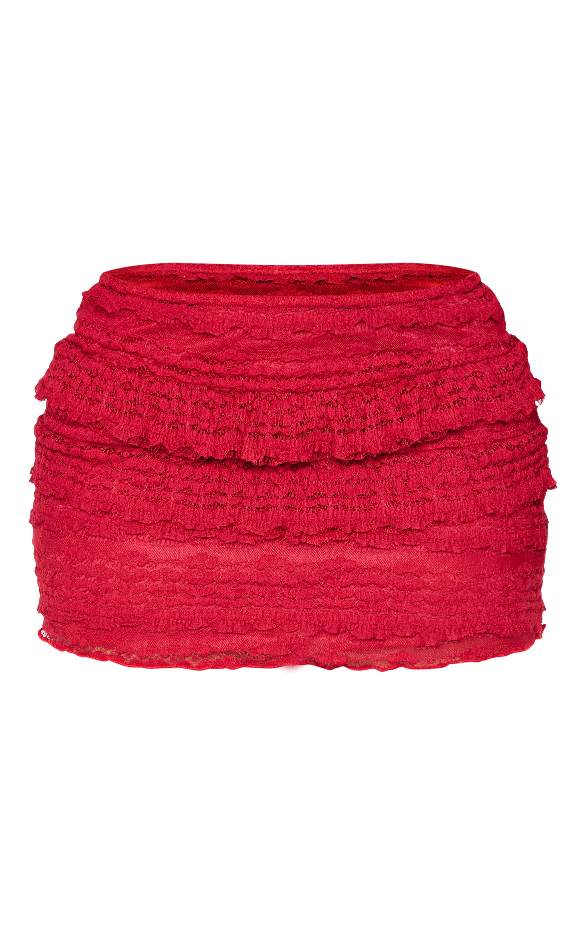 Shape Burgundy Lace Low Rise Multi Frill Mini Skirt image 1
