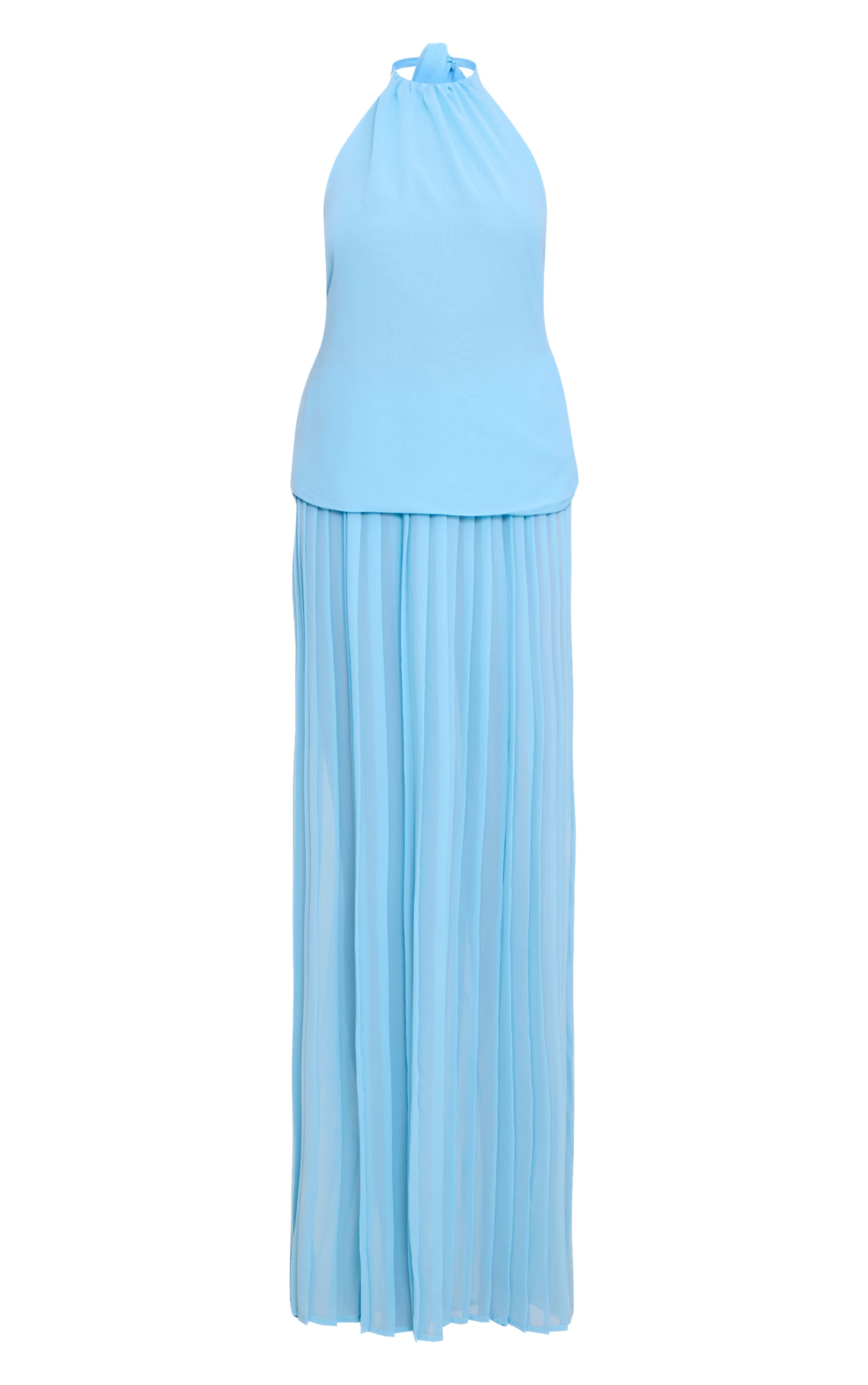 Sky Blue Overlay Pleated Skirt Maxi Dress image 5