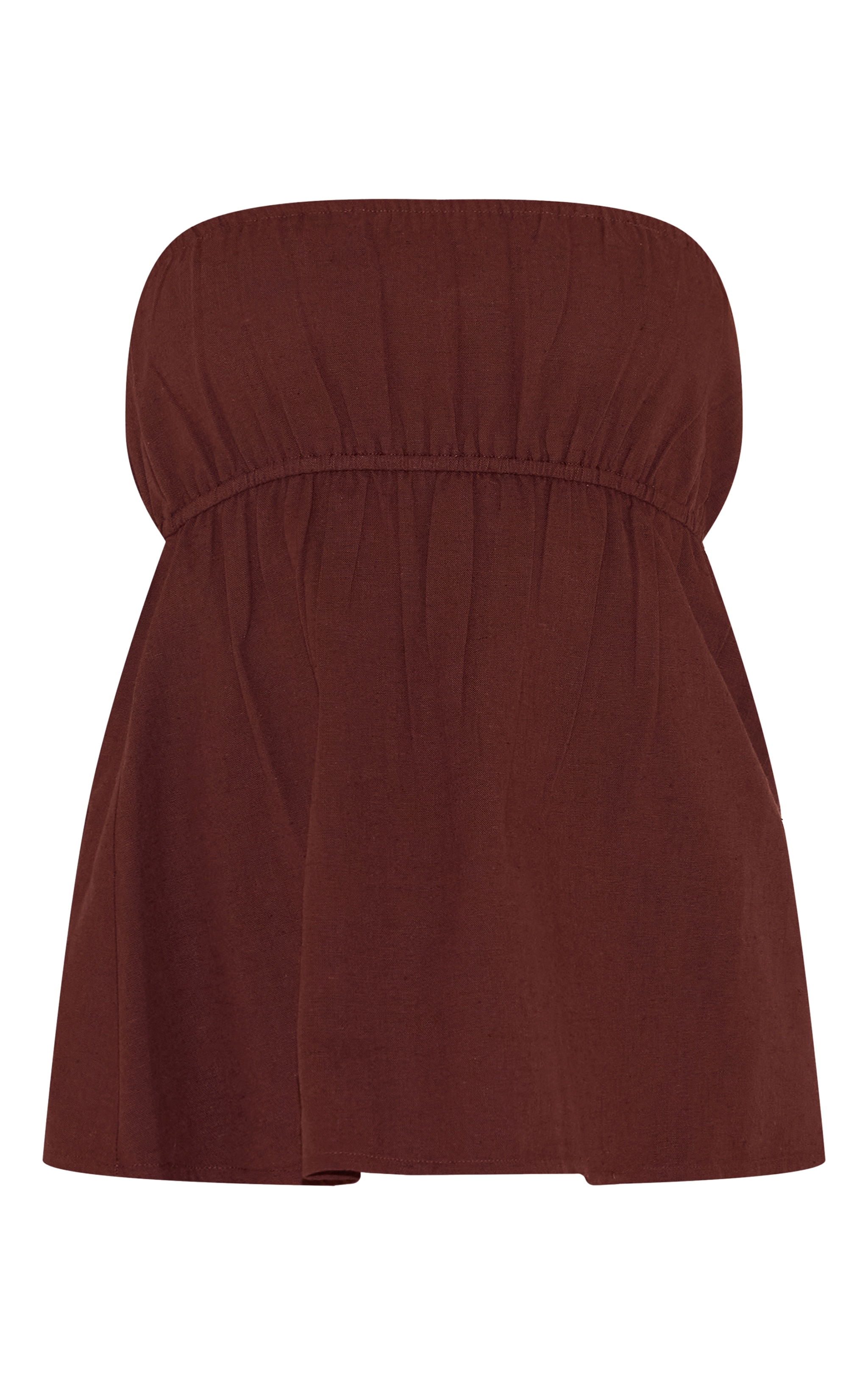 Tall Chocolate Linen Look Peplum Bandeau Top image 5