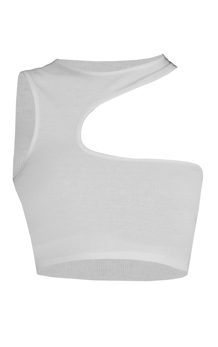 White Soft Rib Cut Out Crop Top image 5