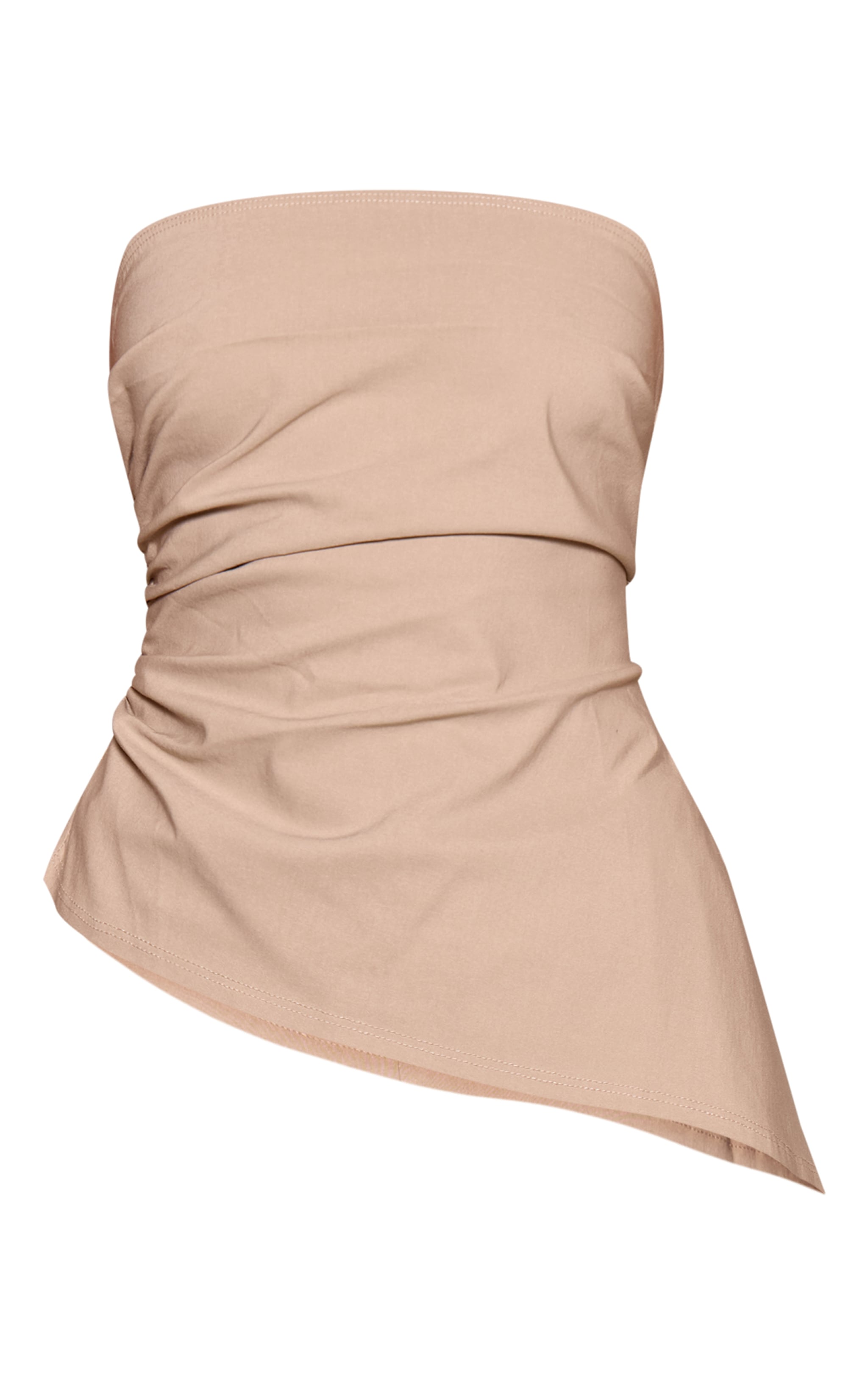Stone Bengaline Ruched Asymmetric Bandeau Top image 5
