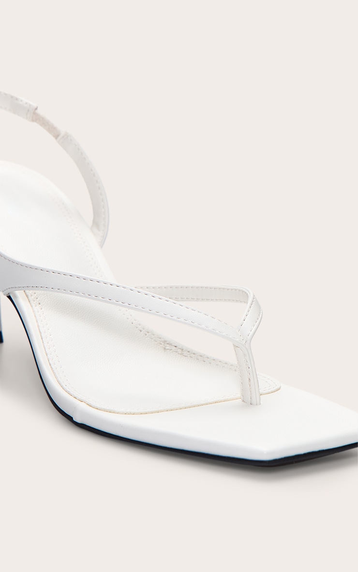 White Toe Thong Square Toe Heeled Sandals image 5