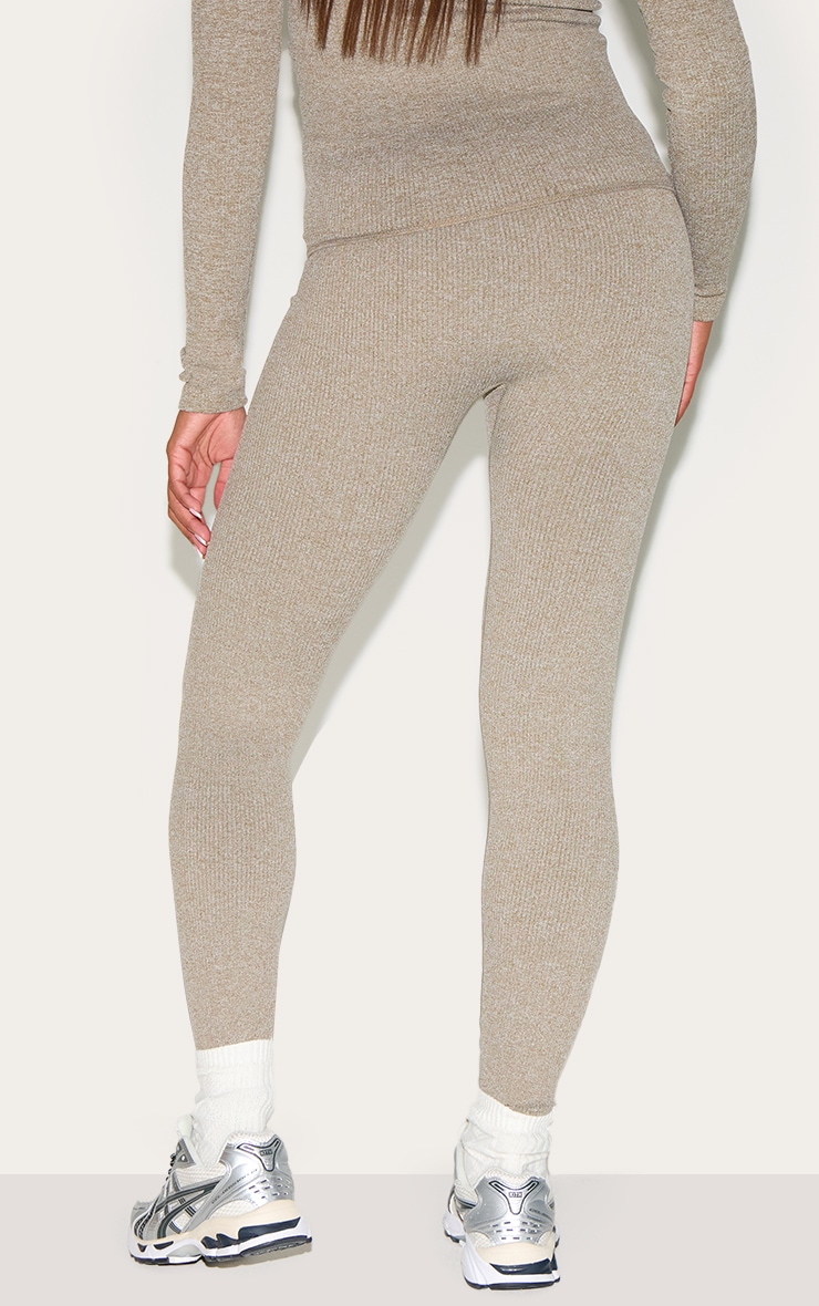 Maternity Olive Ribbed Leggings image 3