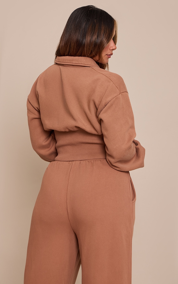 Shape Chocolate Washed Polo Cinched Waist Sweatshirt