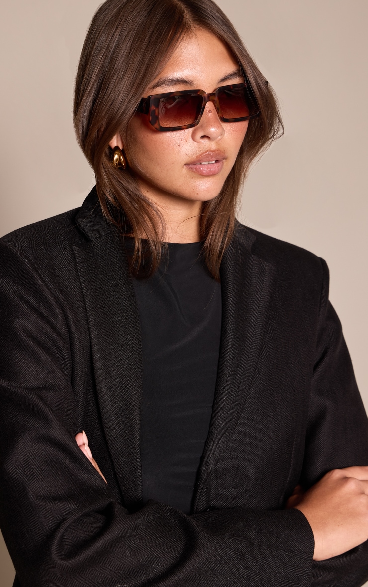 Tortoiseshell Rectangle Sunglasses image 1