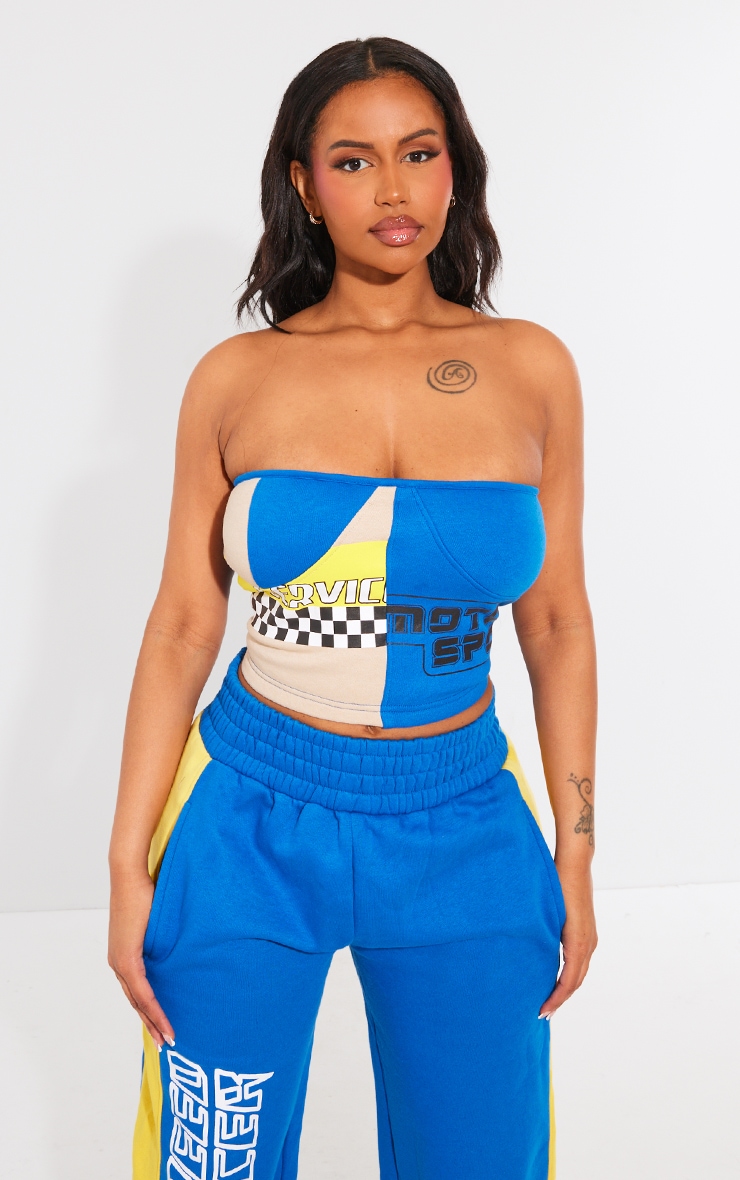 Shape Corset en sweat bustier à imprimé style motorcross bleu vif image 4