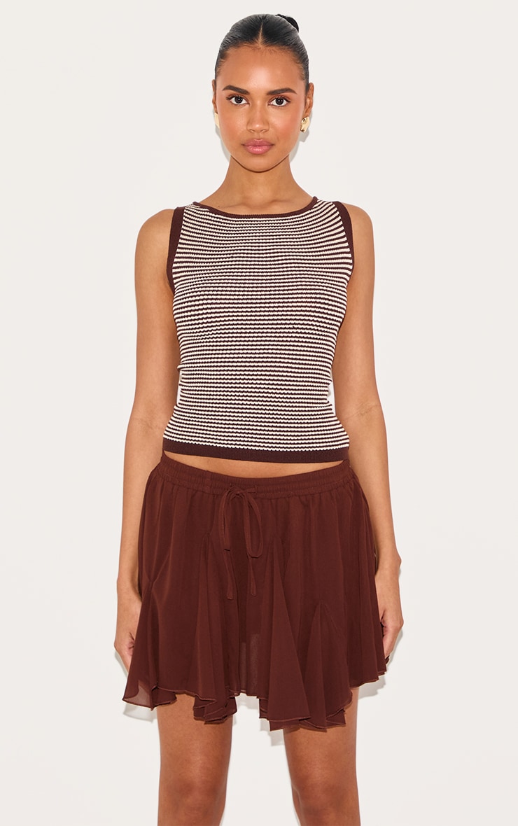 Chocolate Chiffon Godet Floaty Mini Skirt image 4
