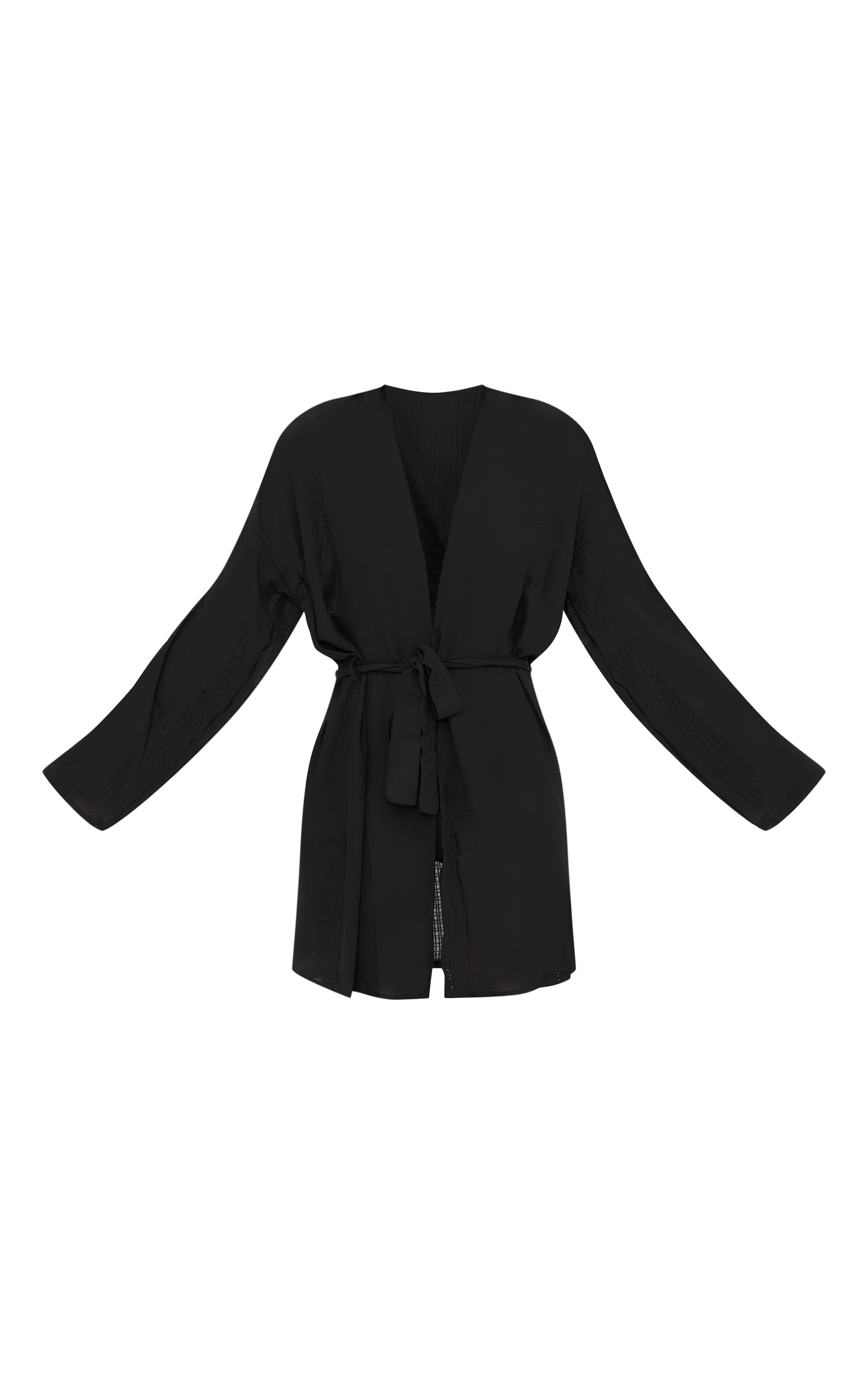 Kimono de plage court noir texturé image 5