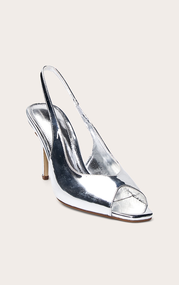 Silver Peep Toe Sling Back image 3
