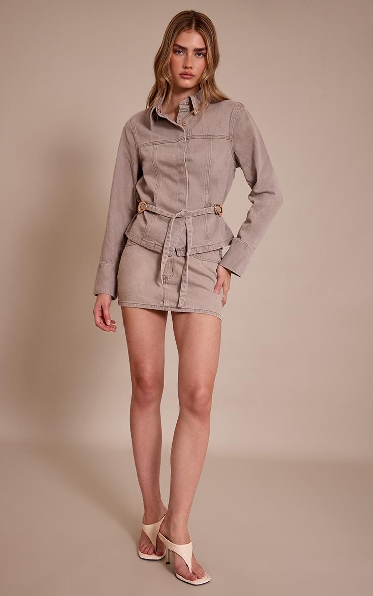 Stone Washed Denim Mini Skirt