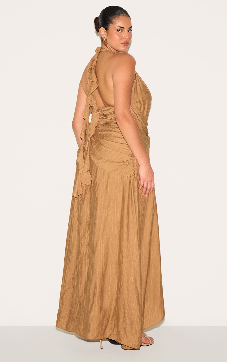 Plus Textured Plunge Trim Detail Maxi Dress image 2