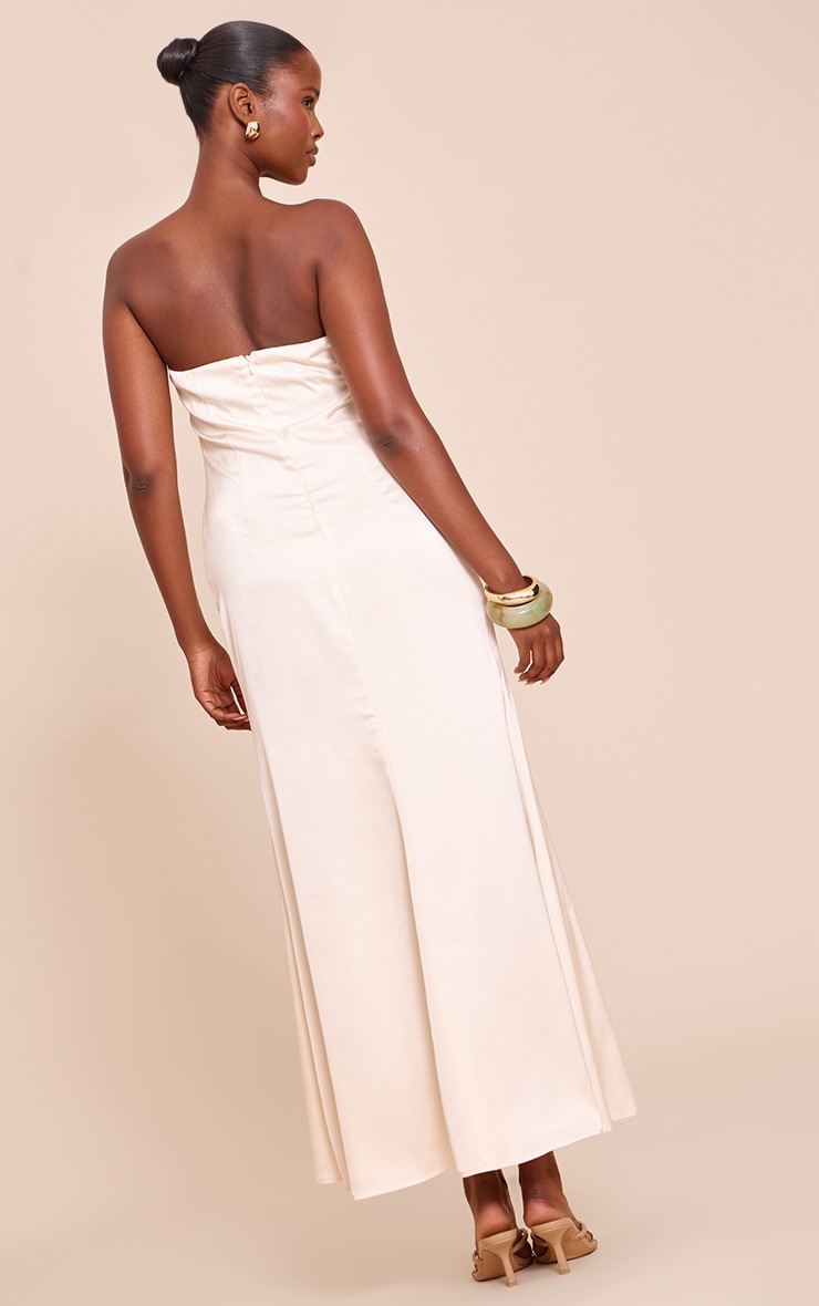 Cream Satin Bandeau Maxi Dress image 2