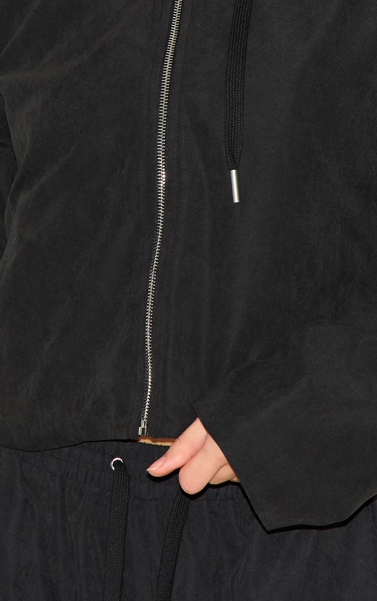 Veste en peau de pêche tissée noire à zip image 4
