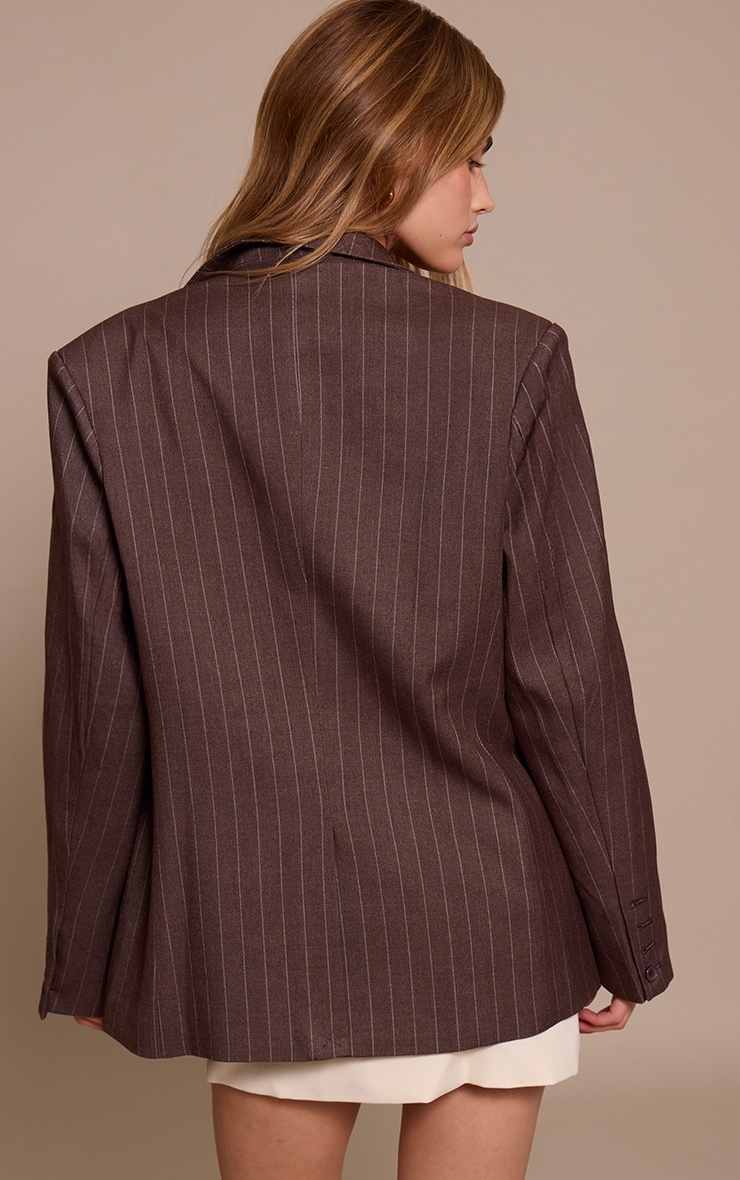 Chocolate Pinstripe Boyfriend Premium Blazer image 2