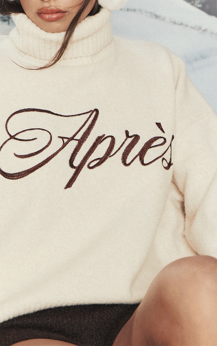 Cream Apres Graphic Roll Neck Knitted Sweater image 4