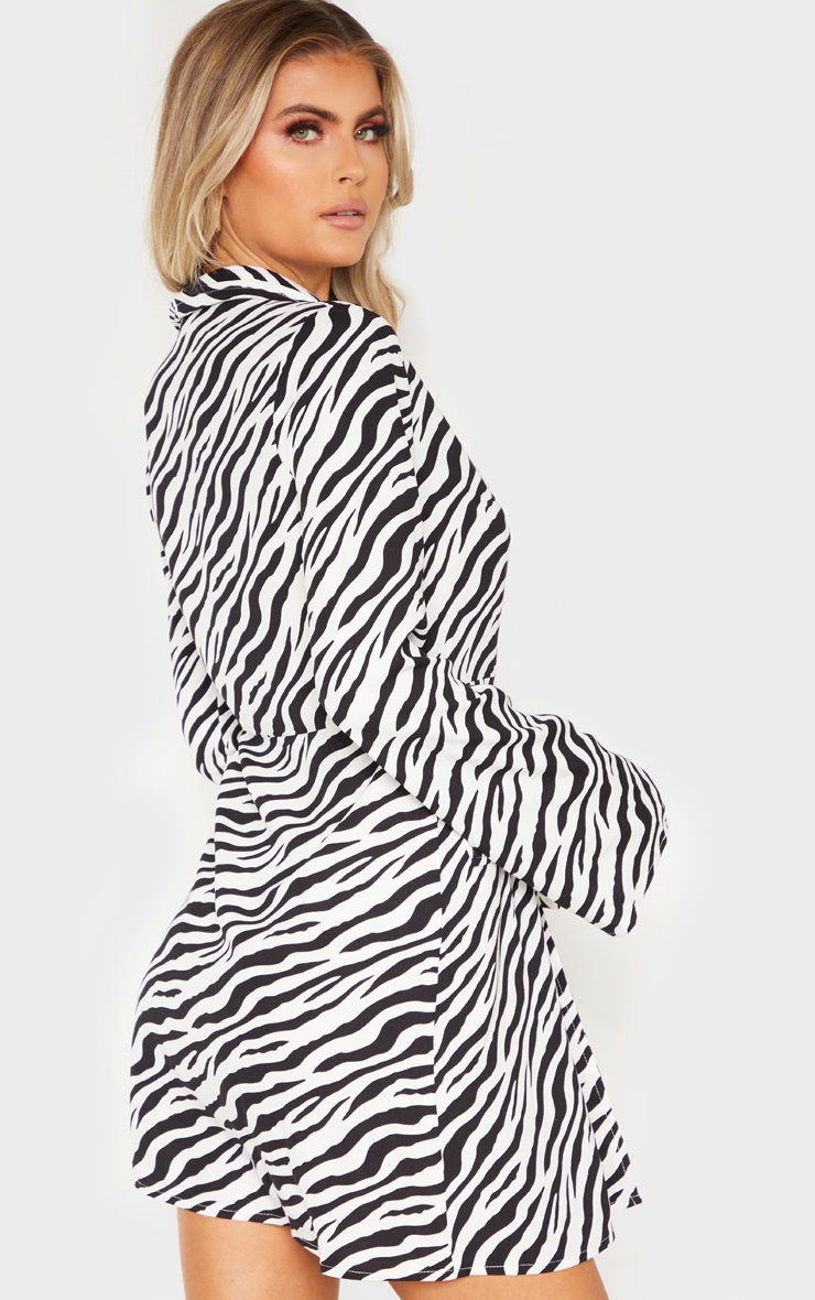 Tall Zebra Long Sleeve Blazer Double Button Dress image 2