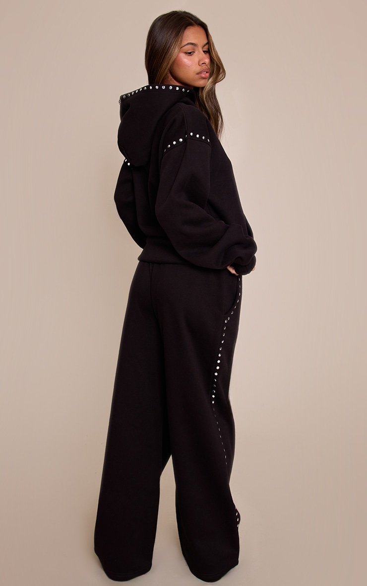 Petite Black Stud Detail Joggers image 3