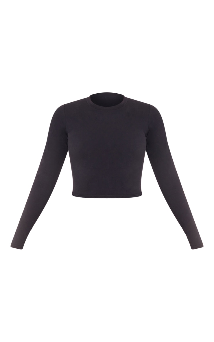 Black Sculpt Luxe Long Sleeve Gym Top PrettyLittleThing