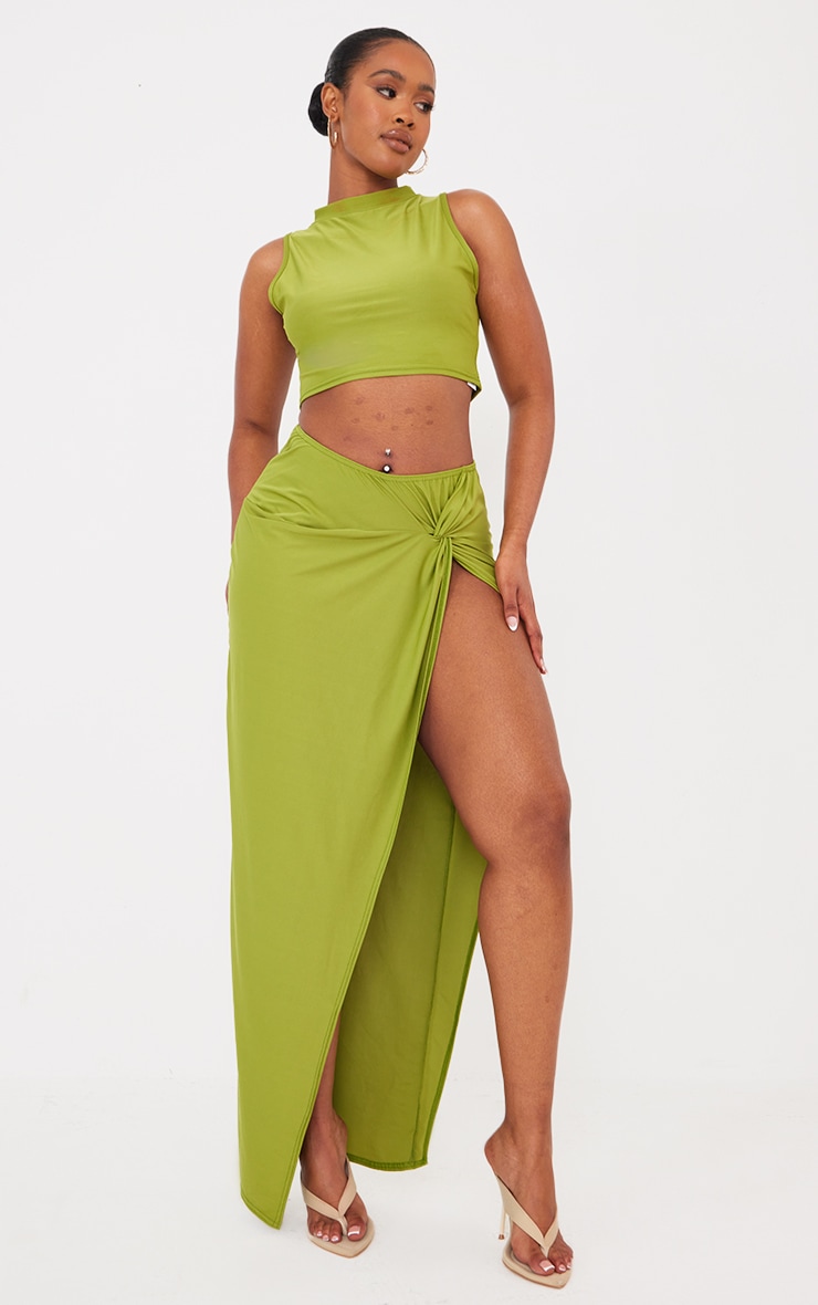 Shape Olive Slinky Knot Side Maxi Skirt image 1