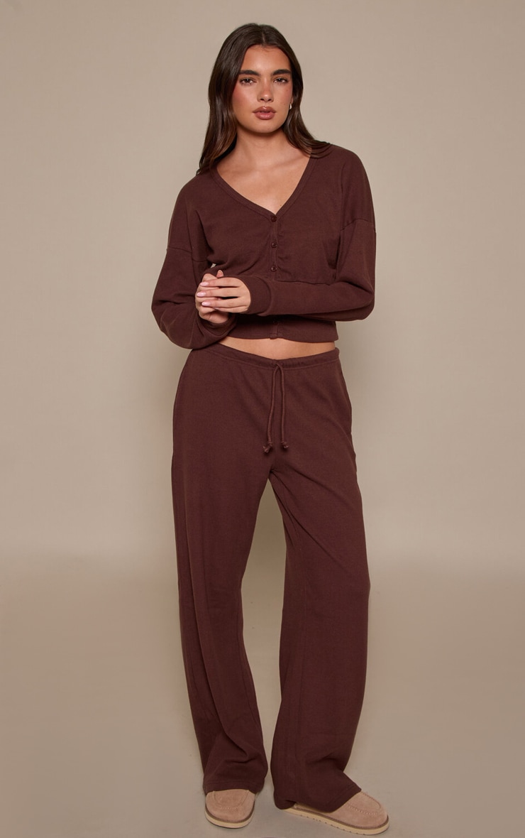 Dark Brown Soft Rib Cinched Waist Cardigan image 3