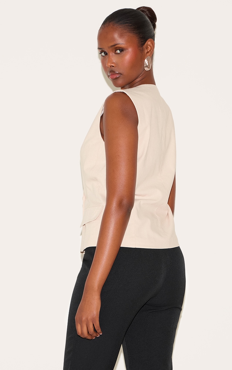 Sand Boxy Asymmetric Vest image 2