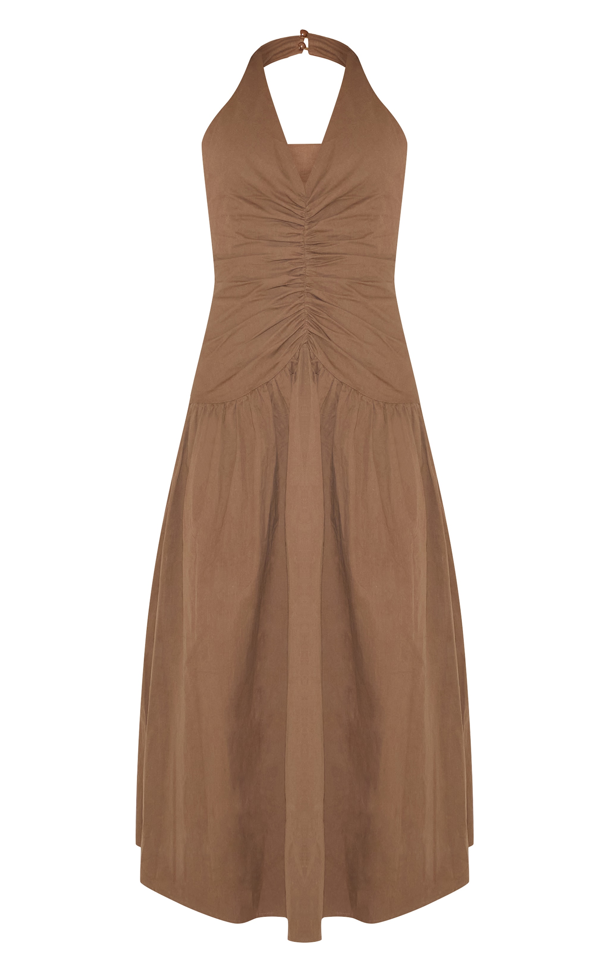 Chocolate Woven Ruched Detail Maxi Dress image 5