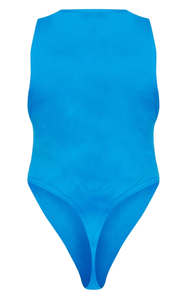 Bright Blue Cotton Elastane Racer Extreme Dropped Armhole Bodysuit image 2