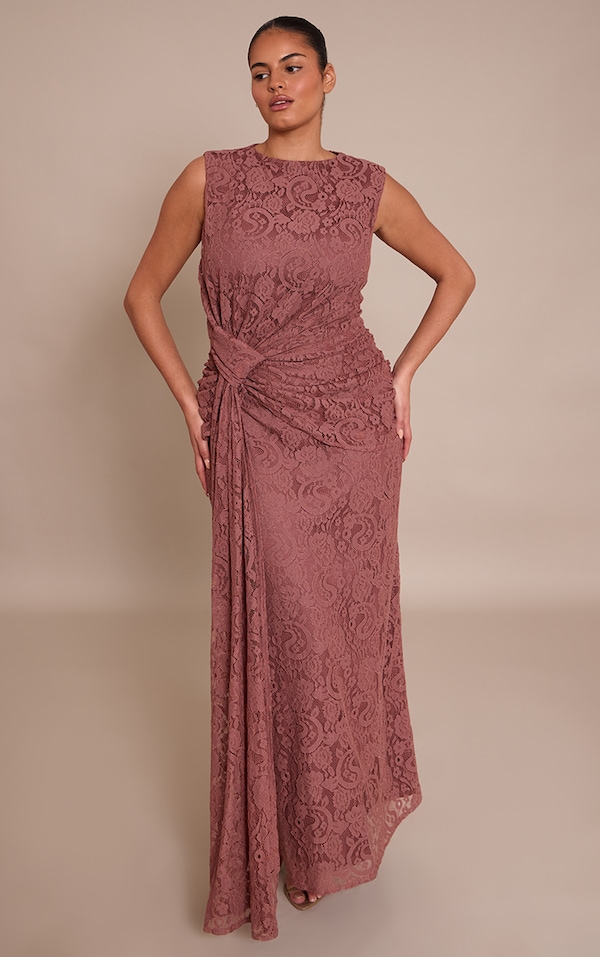 Plus Lace Detail Twist Front Maxi Dress