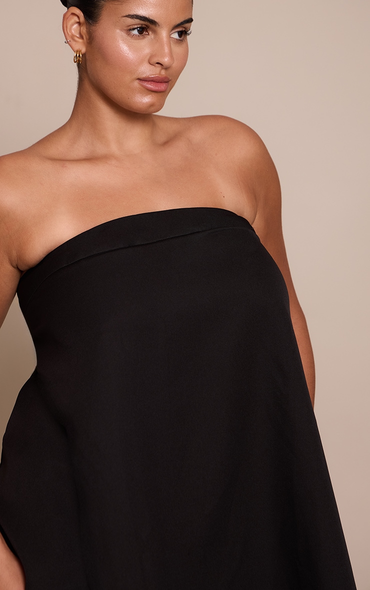 Plus Black Woven Bandeau Asymmetric Hem Floaty Long Top image 4