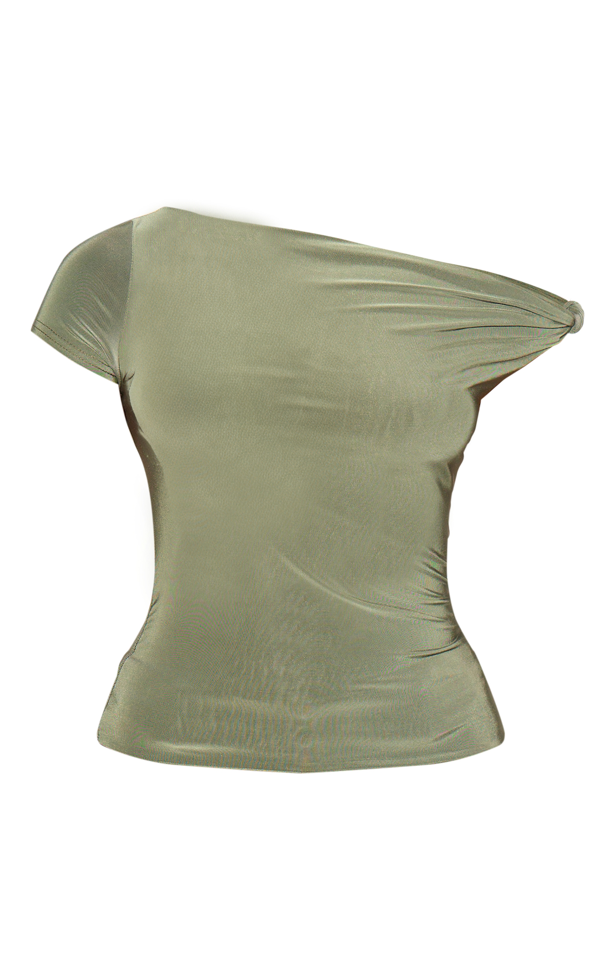 Sage Green Double Layer Slinky Asymmetric Knot Detail Long Top image 5