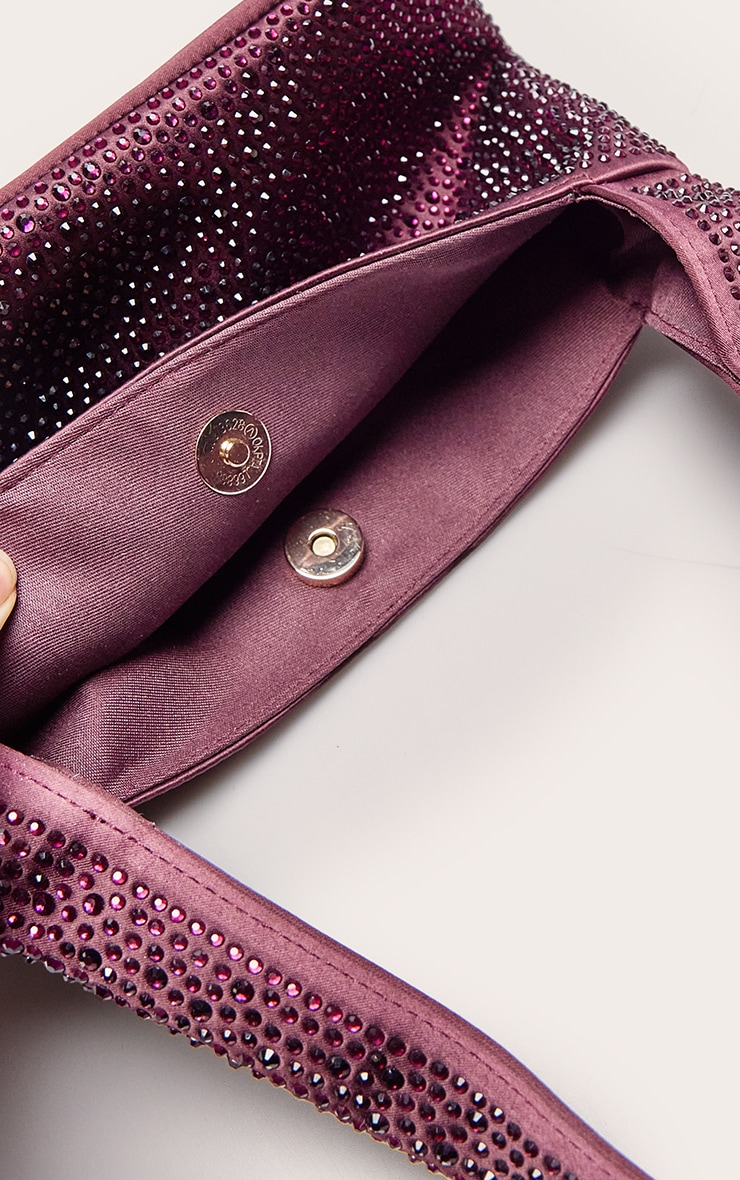 Plum Hot Fix Satin Shoulder Bag image 5