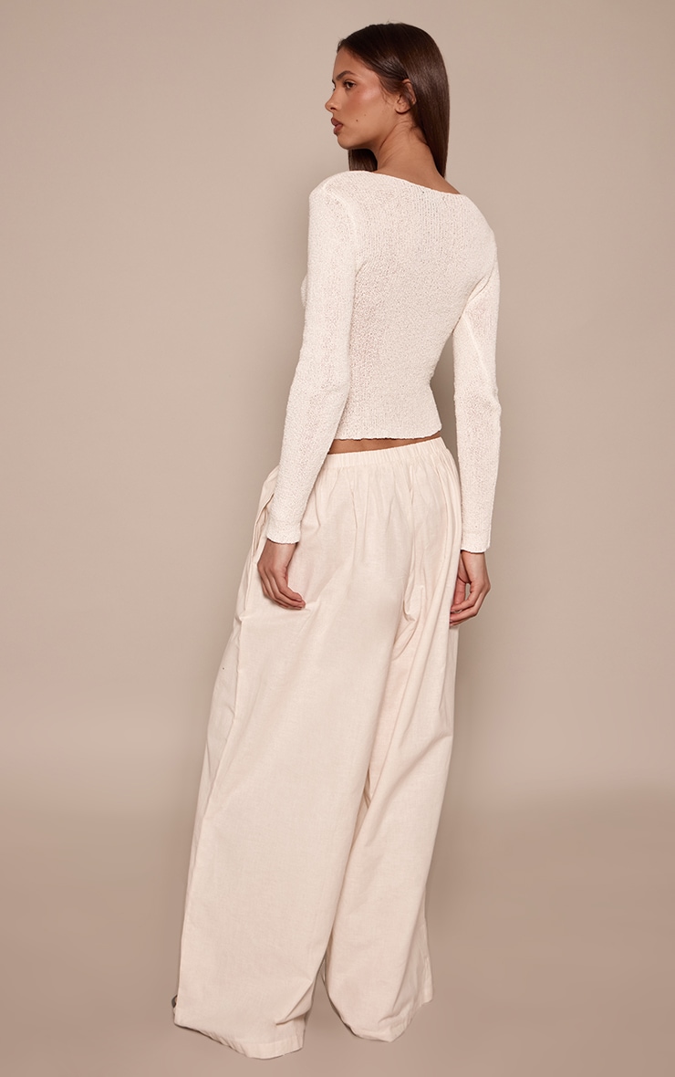 Cream Linen Palazzo Pants image 3