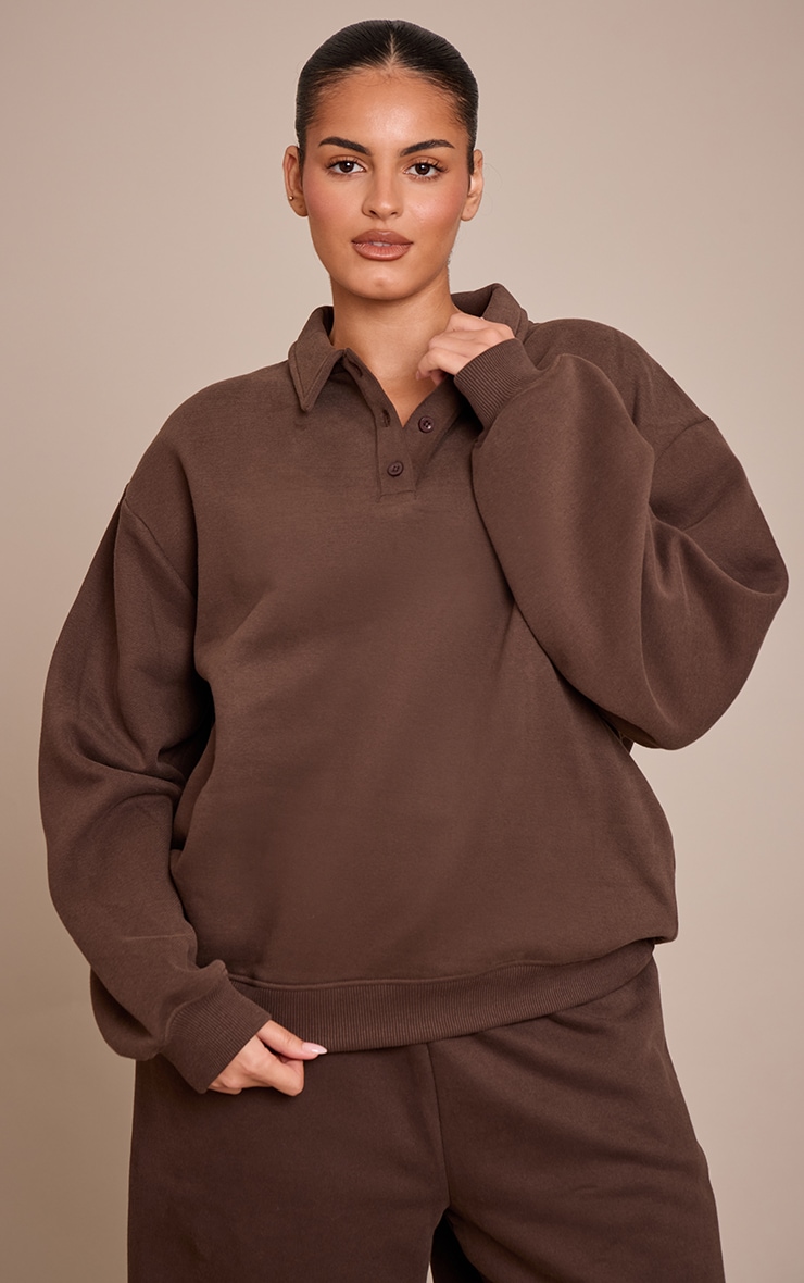 Plus Chocolate Prettylittlething Polo Sweatshirt