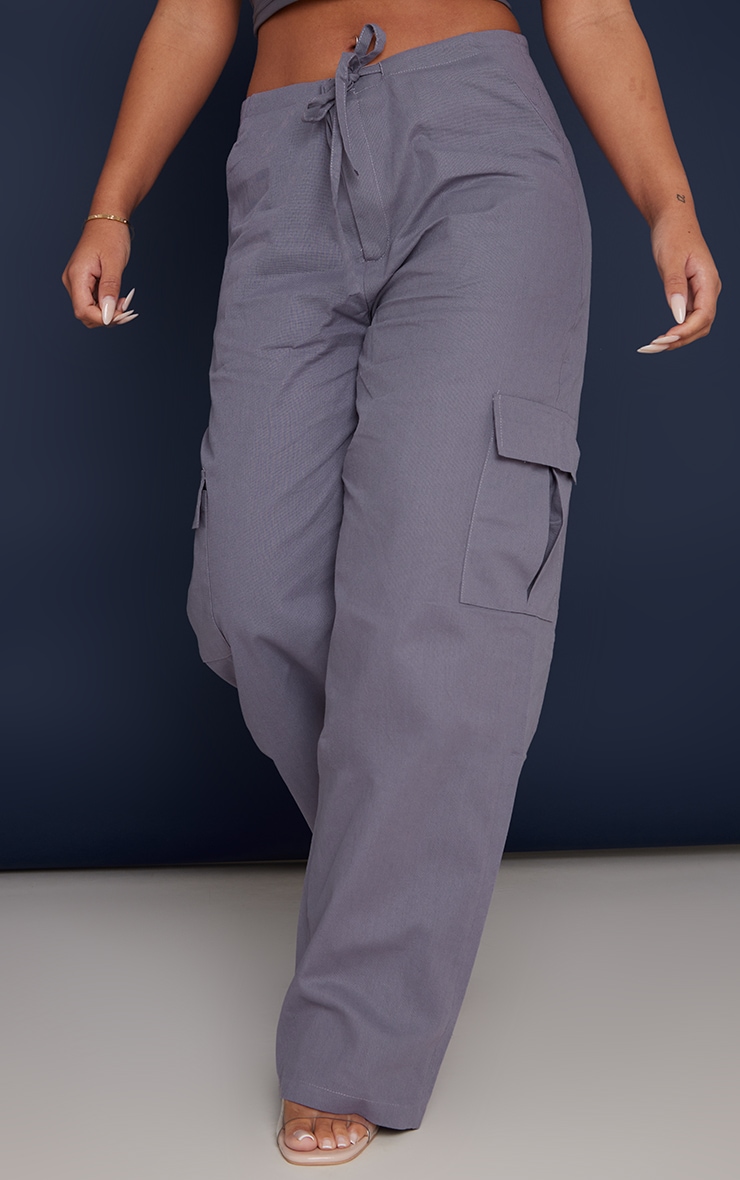 Grey Woven Tailored Pocket Detail Straight Leg Trousers image 2