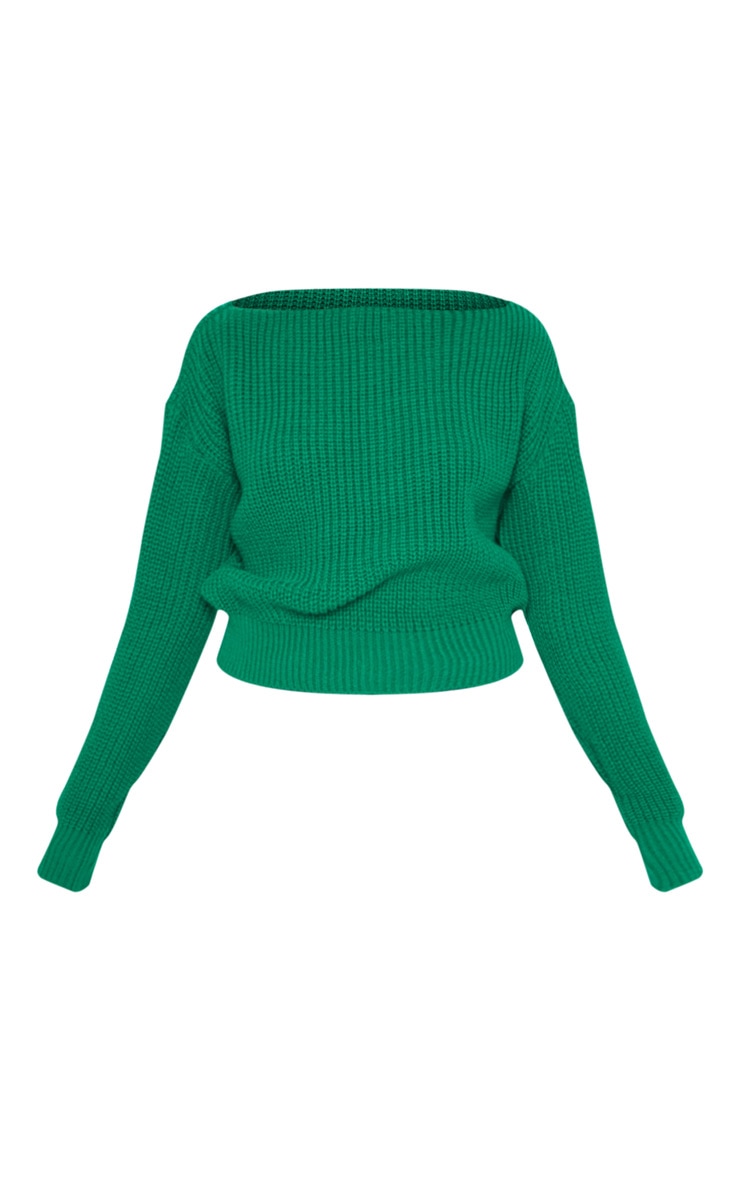Emerald Green Slash Neck Crop Jumper PLT