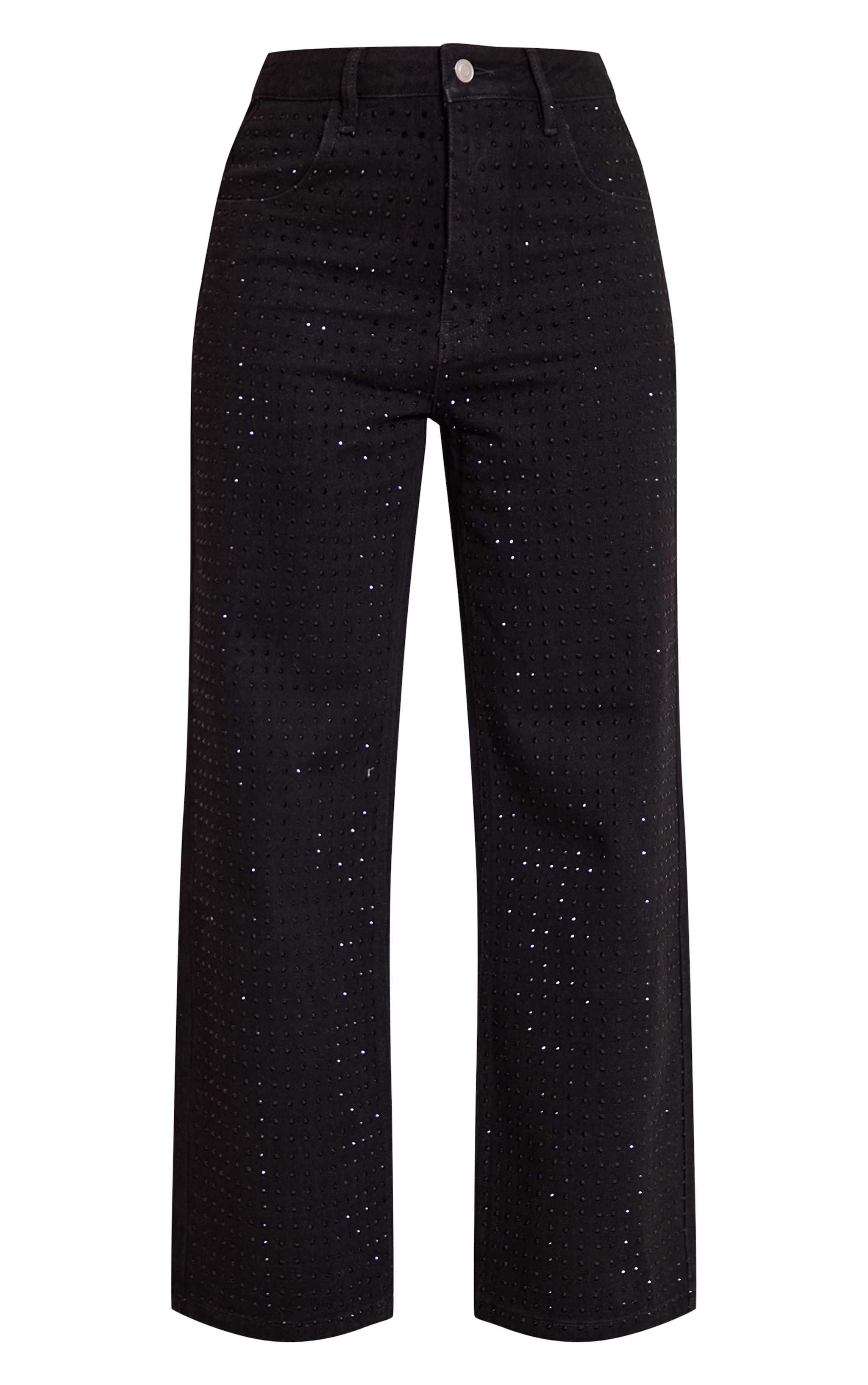 Petite Black Mid Waist Diamante Straight Leg Denim Jeans image 5
