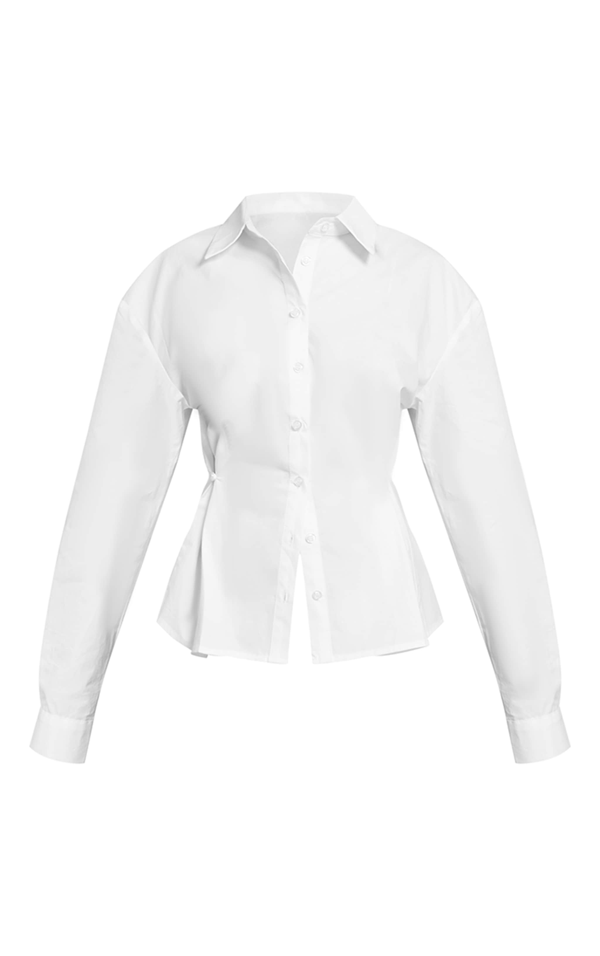 Petite White Ruched Front Detail Shirt image 5