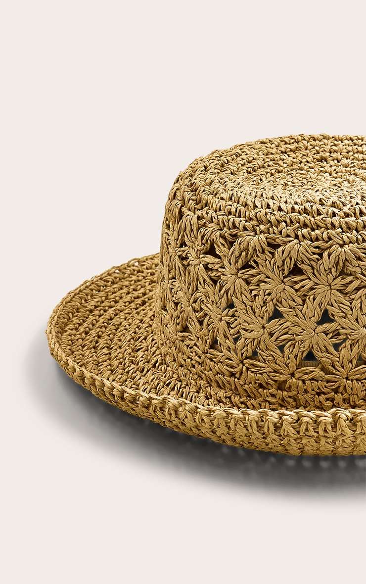 Natural Raffia Floral Weave Sun Hat image 3