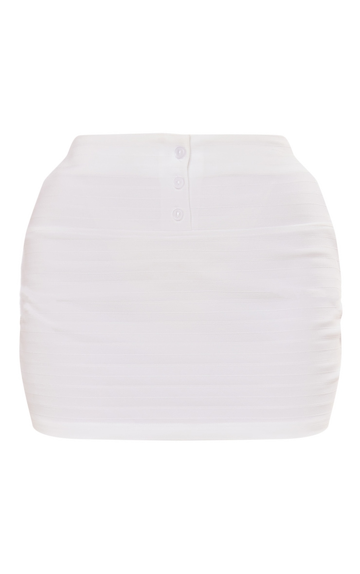 Cream Textured Stripe Button Detail Mini Skirt image 4