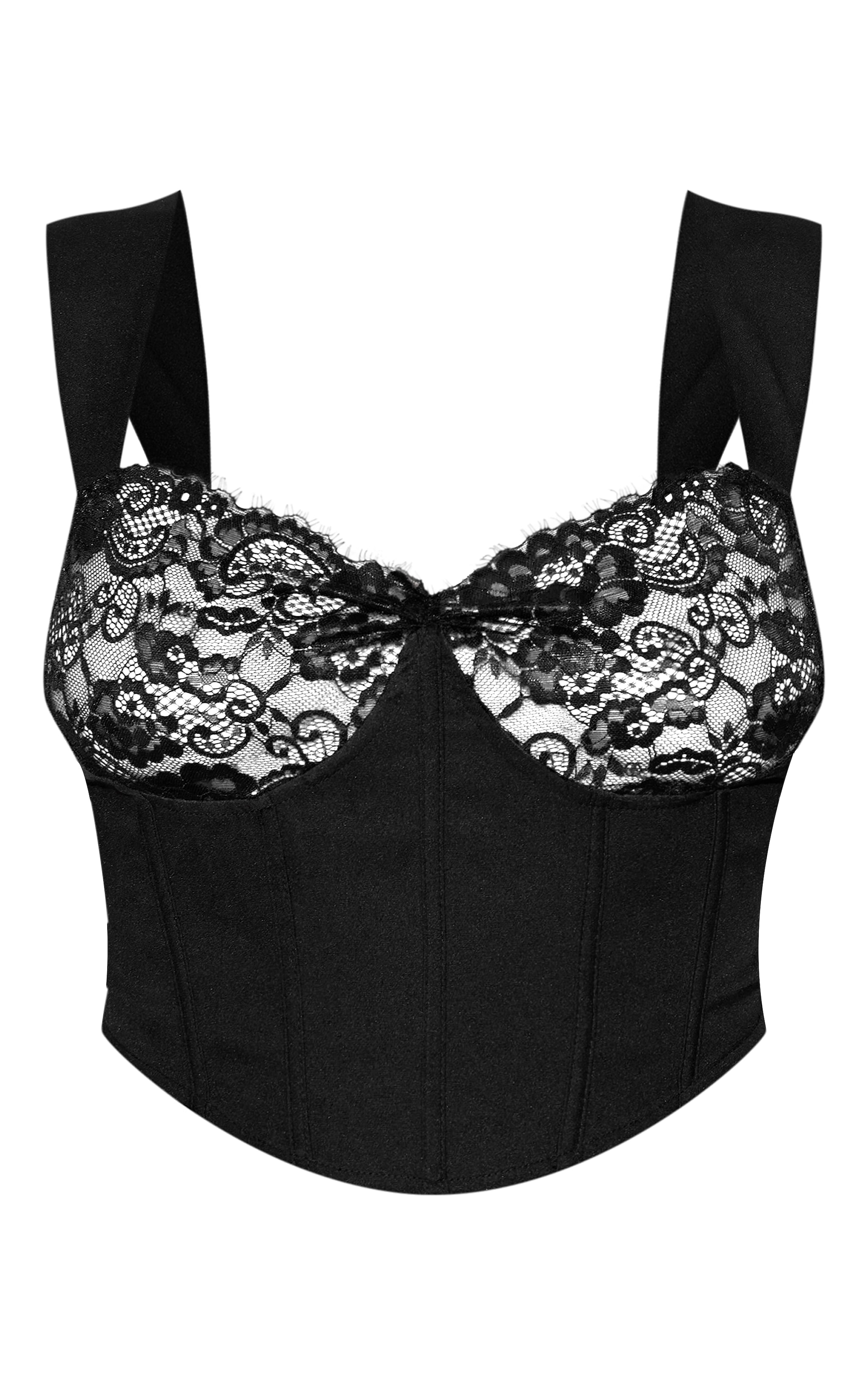 Plus Black Lace Trim Corset Top image 5