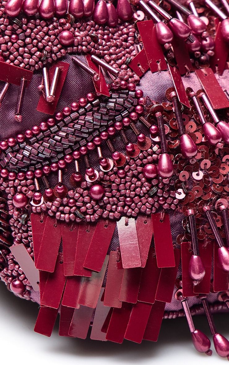 Plum Ornate Sequin Beaded Bag image 5