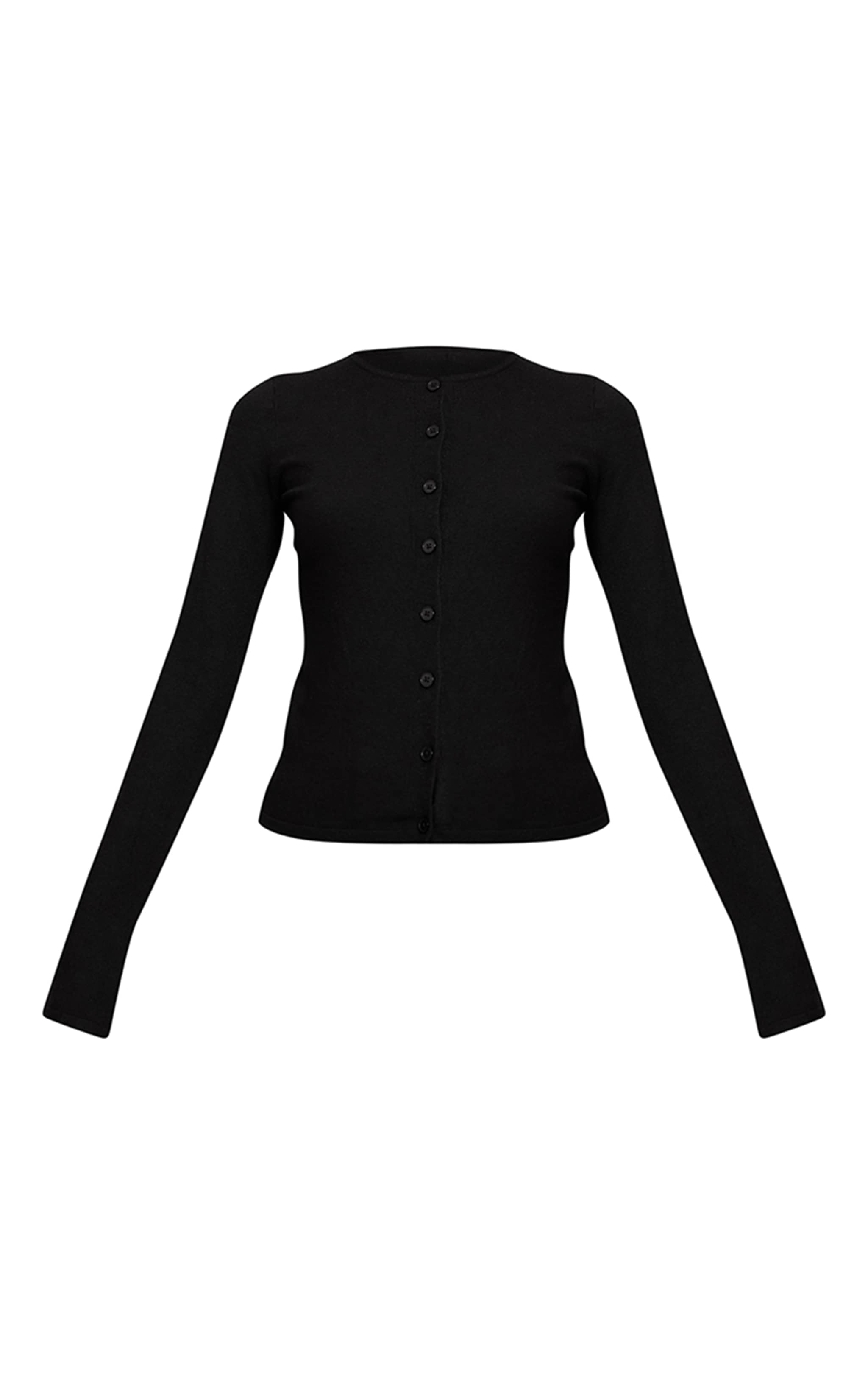 Black Button Through Fine Knit Cardigan image 5