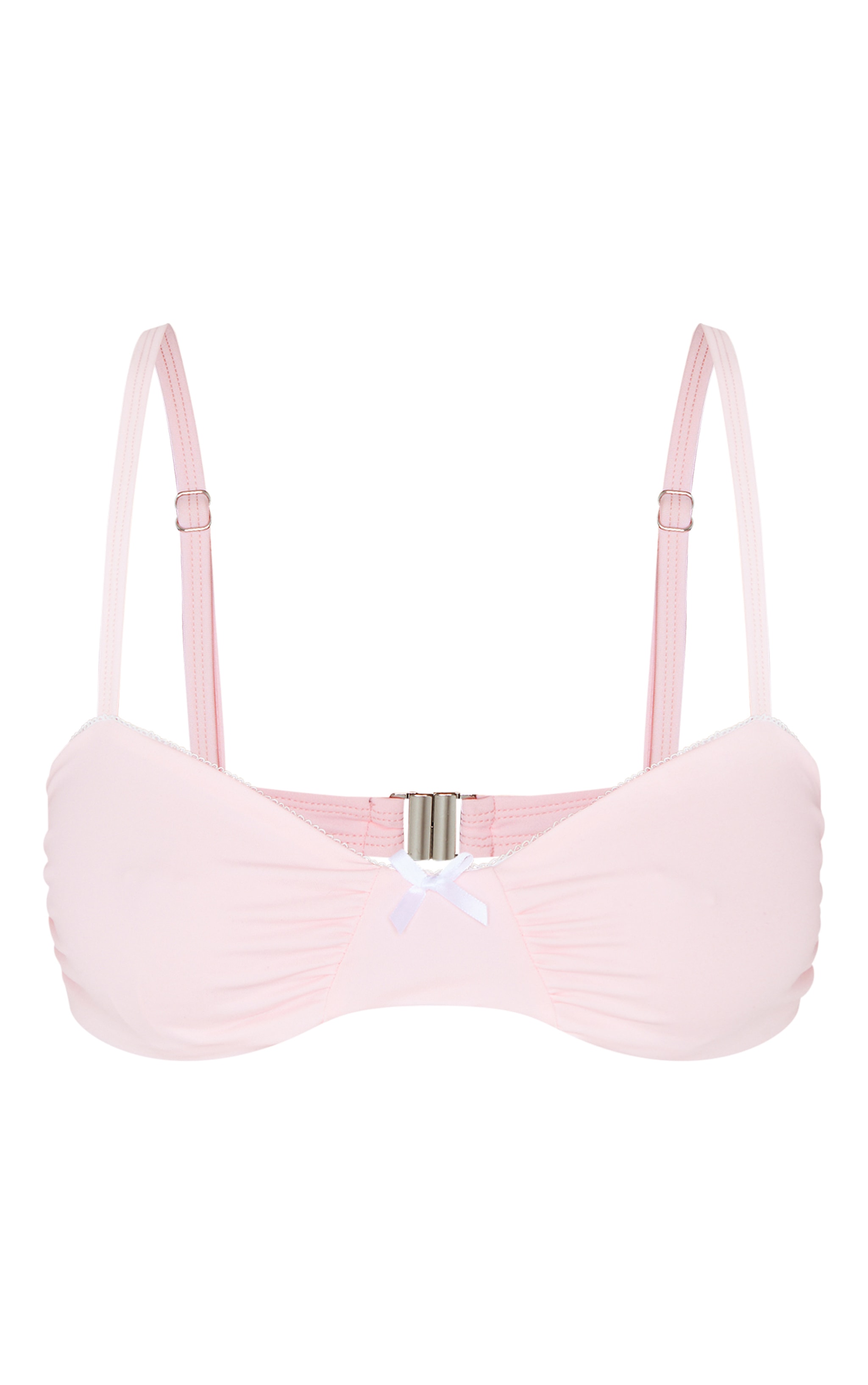 Baby Pink Ruched Bow Detail Bikini Top image 1