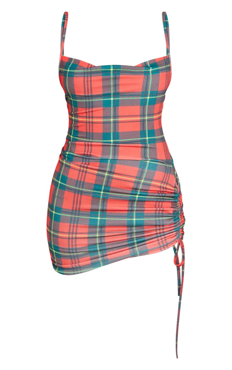 red plaid bodycon dress