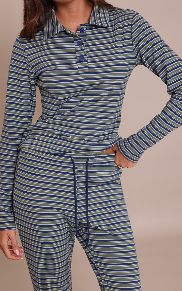 Green Soft Fleece Pinstripe Skinny Flare Pant  image 4